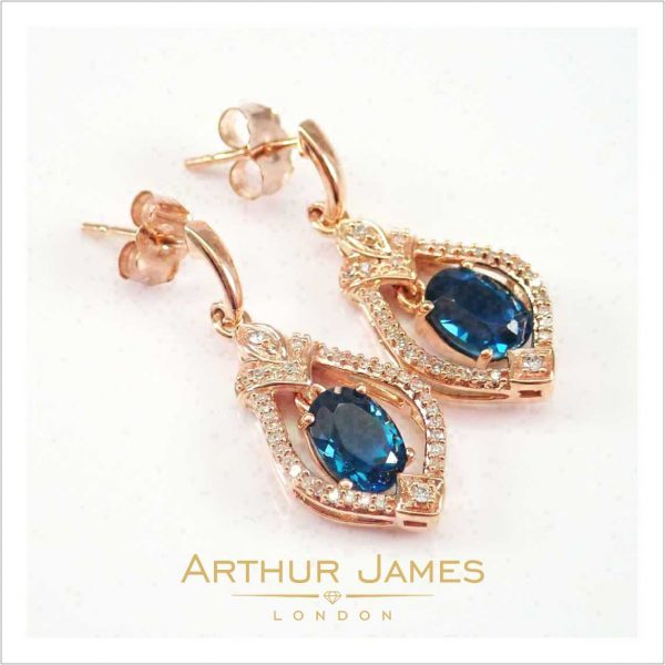 Oval Cut London Blue Topaz Women's Dangler