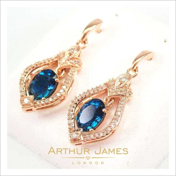 Oval Cut London Blue Topaz Women's Dangler