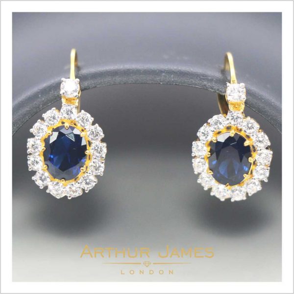 Oval Cut Blue Tanzanite Diamond Women's Dangler Earrings