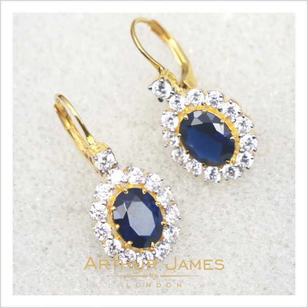 Oval Cut Blue Tanzanite Diamond Women's Dangler Earrings
