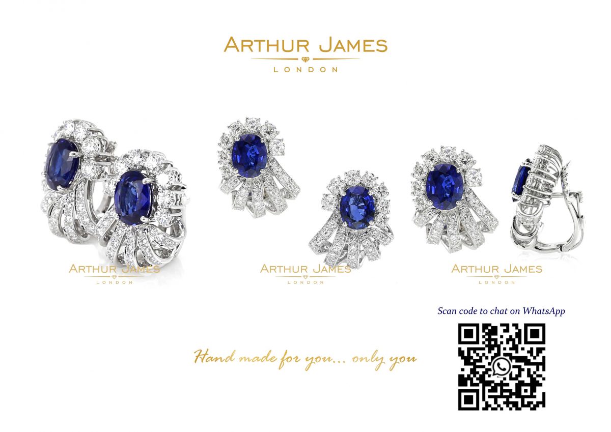 Oval Blue Sapphire Diamond Vintage Dangler Ladies Earrings