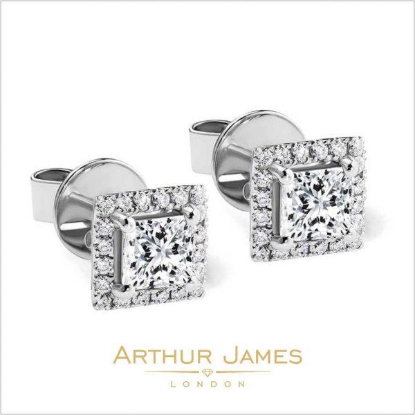Princess Cut Moissanite Diamond Stud Ladies Earrings
