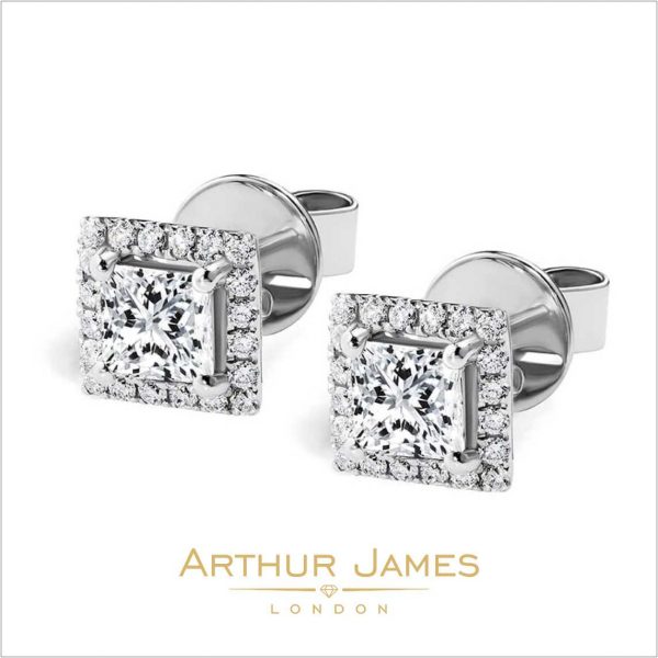 Princess Cut Moissanite Diamond Stud Ladies Earrings