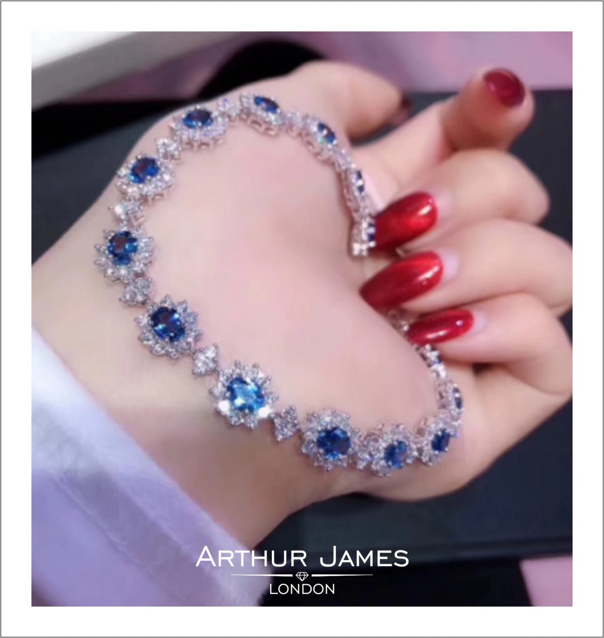 Blue Topaz Oval Cut Tennis Ladies Bracelet