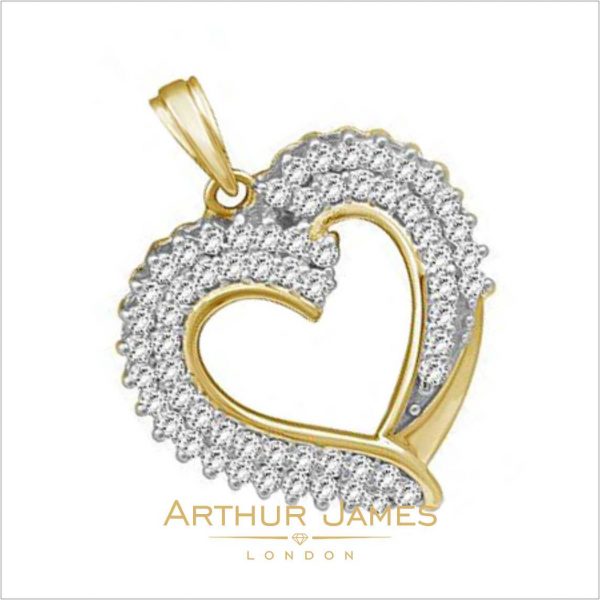 Round Cut Diamond Heart Shape Ladies Pendant