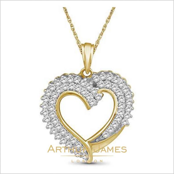 Round Cut Diamond Heart Shape Ladies Pendant