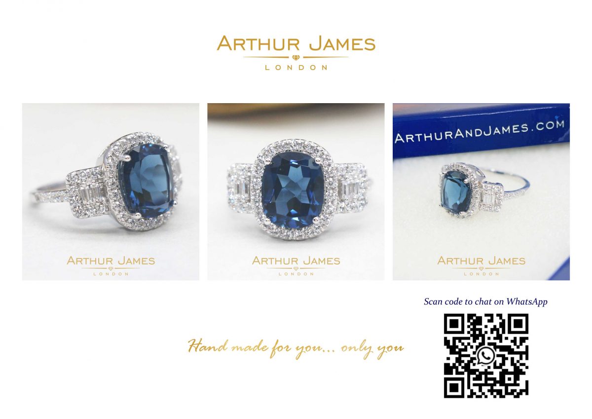 Cushion Cut Blue Tanzanite Diamond Halo Ladies Ring