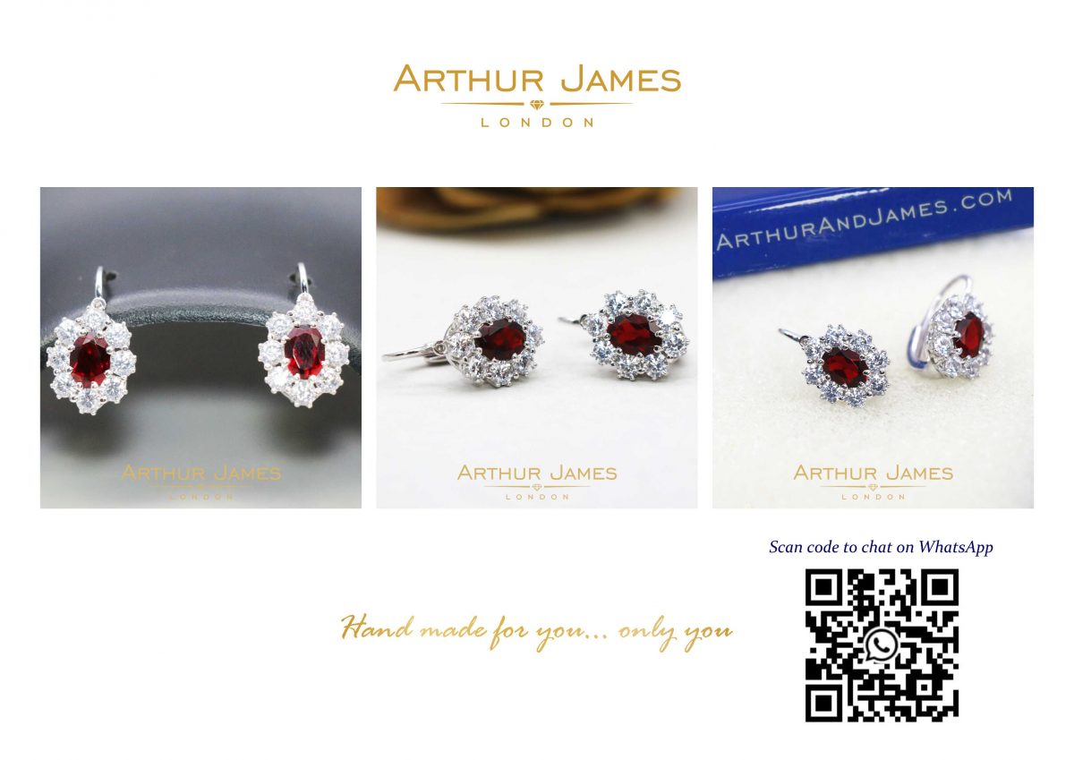 Oval Cut Red Ruby Diamond Dangler Ladies Earrings