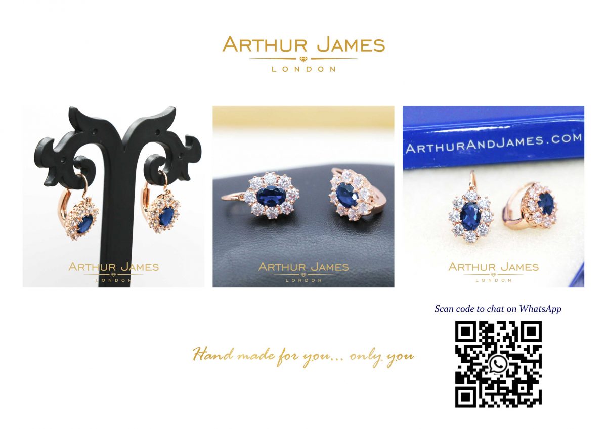 Oval Cut Blue Sapphire Diamond Dangler Ladies Earrings