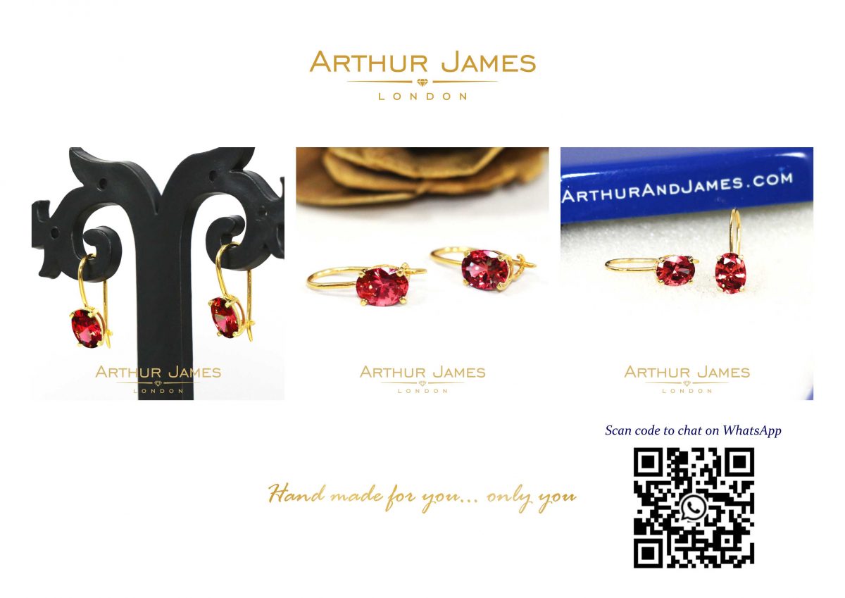 Red Ruby Solitaire Diamond Dangler Ladies Earrings