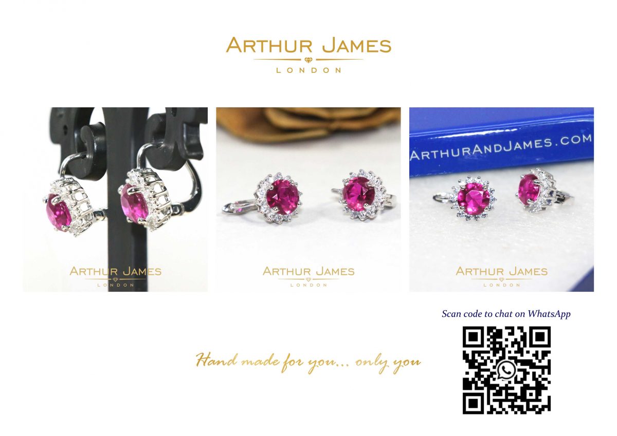 Round Pink Tourmaline Diamond Dangler Ladies Earrings