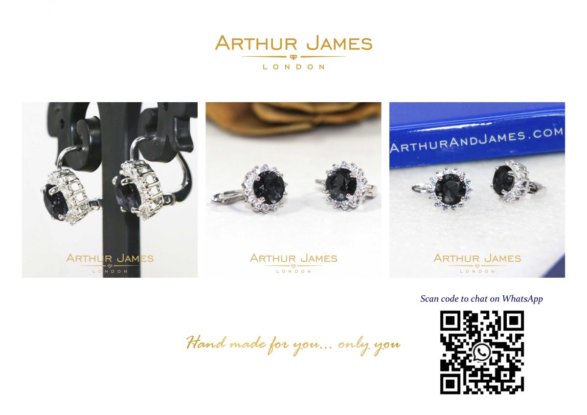 Jet Black Round Cut Diamond Dangler Ladies Earrings