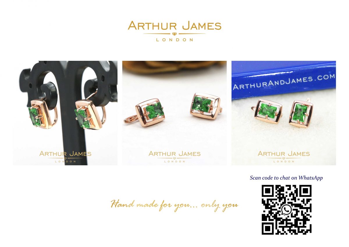 Green Emerald Diamond Dangler Ladies Earrings